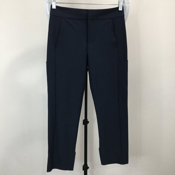 ATHLETA Dark Blue Slit Hem Euroluxe Stellar Crop Trouser Pant - Picture 4 of 11